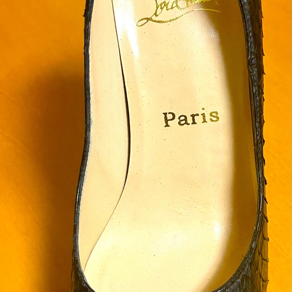 Black Python Platform Stiletto Heels - Picture 4 of 5